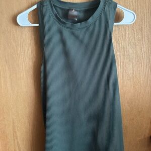 Calia Dark Green Ribbed Sleeveless Tank Top